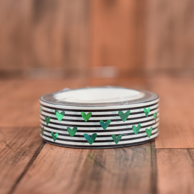 Washi tape | Groene Shimmer hearts