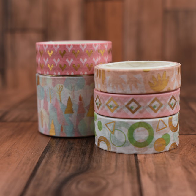 Washi tape | Roze figuren - set