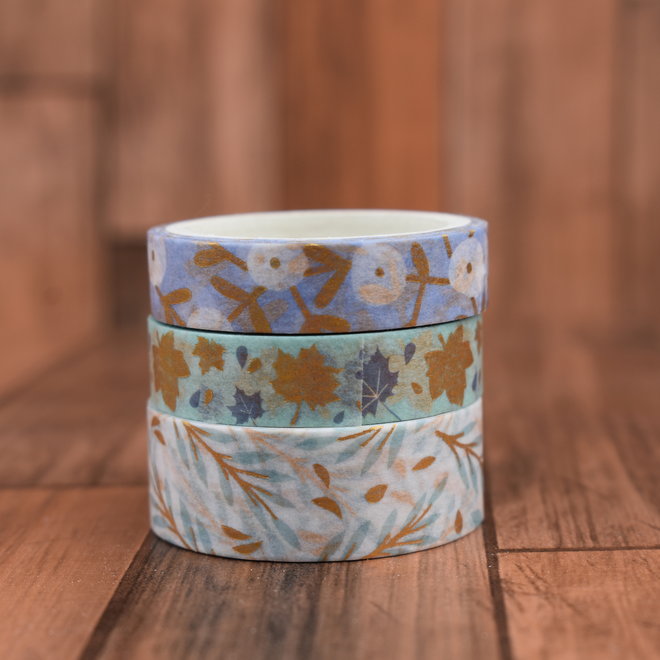 Washi tape | Blauwe bladeren bundel - set