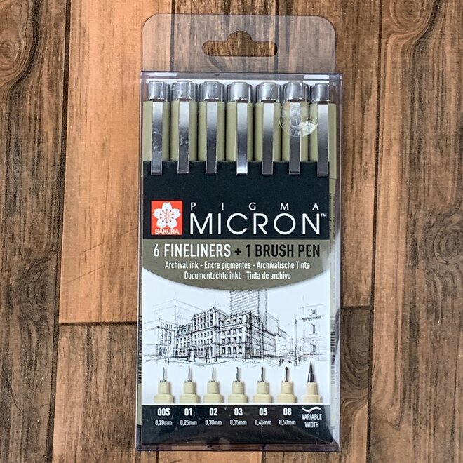 Sakura | Micron 6 fineliners + 1 brush pen