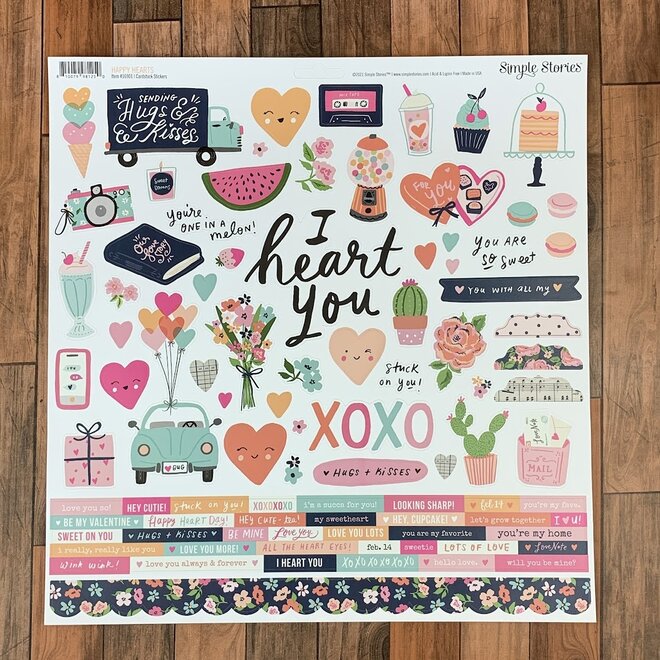 Simple stories | Happy hearts - 30 x 30 cm sticker sheet