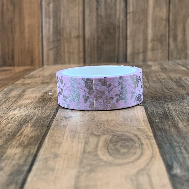 Washi tape | Silver pink rozes