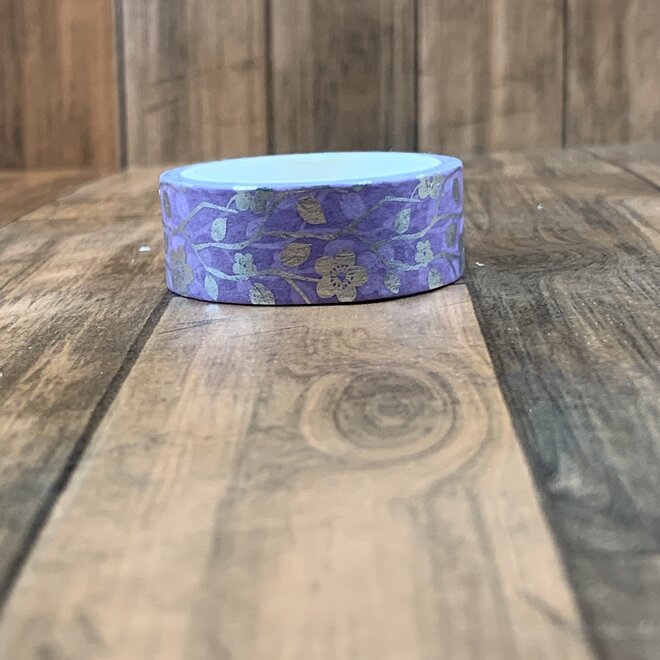 Washi tape | Purple silver flowers