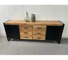 Dressoir Bas 210 cm mangohout metaal zwart Dressoir Bas 210 cm mangohout metaal zwart