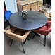 Ronde eettafel mangohout zwart glad blad Ronde eettafel mangohout zwart glad blad