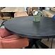 Ronde eettafel mangohout zwart glad blad Ronde eettafel mangohout zwart glad blad