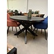 Ronde eettafel mangohout zwart glad blad Ronde eettafel mangohout zwart glad blad