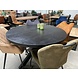 Ronde eettafel mangohout zwart glad blad Ronde eettafel mangohout zwart glad blad