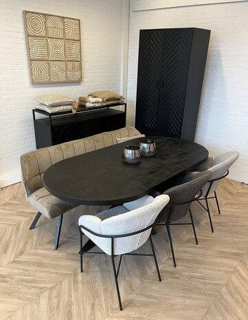 Eettafel Deens ovaal zwart mangohout 160 t/m 220 cm