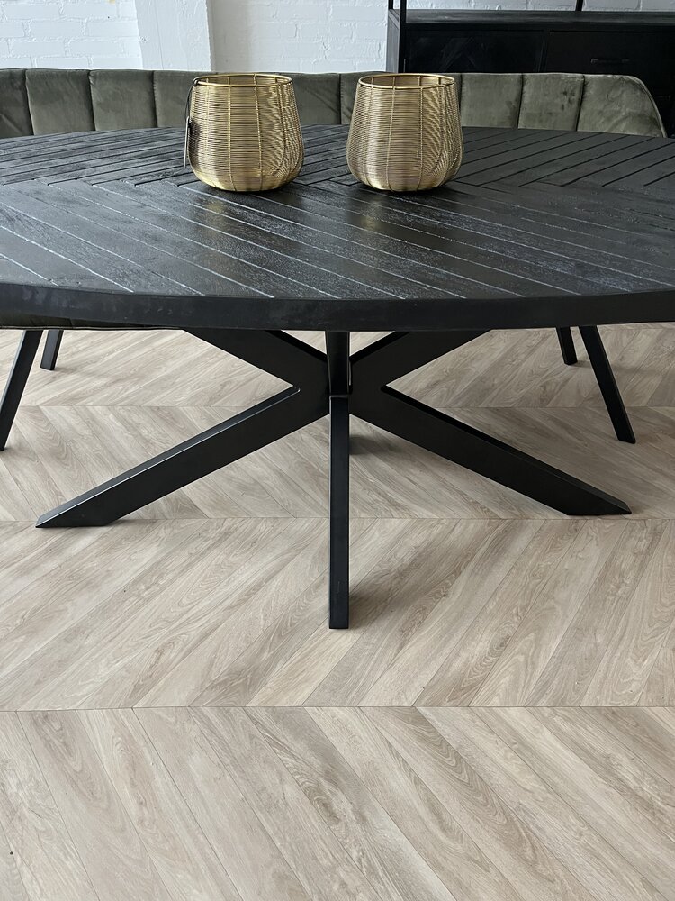 Ovale eettafel visgraat zwart 210cm Ovale eettafel visgraat zwart 210cm