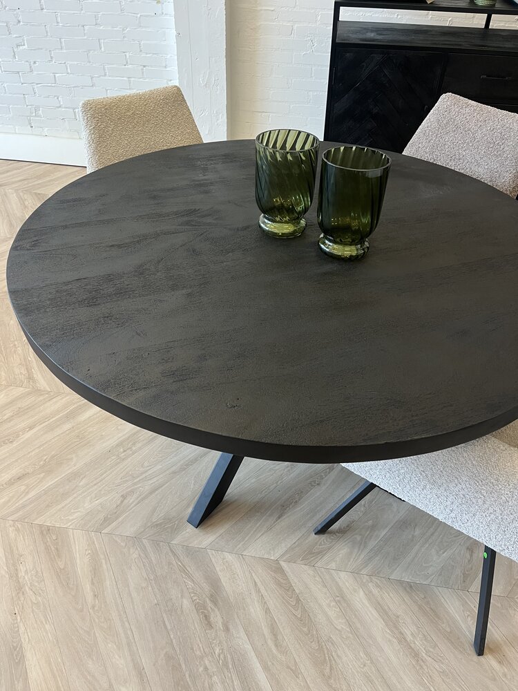 Eettafel Preto rond zwart Mangohout 110/120/130/140 cm