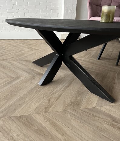 Salontafel ovaal mangohout zwart Sandblasted Salontafel ovaal mangohout zwart Sandblasted