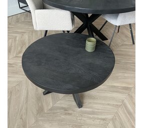 Ronde salontafel mangohout zwart Ronde salontafel mangohout zwart