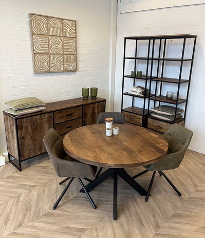 Ronde eettafel mangohout moreno