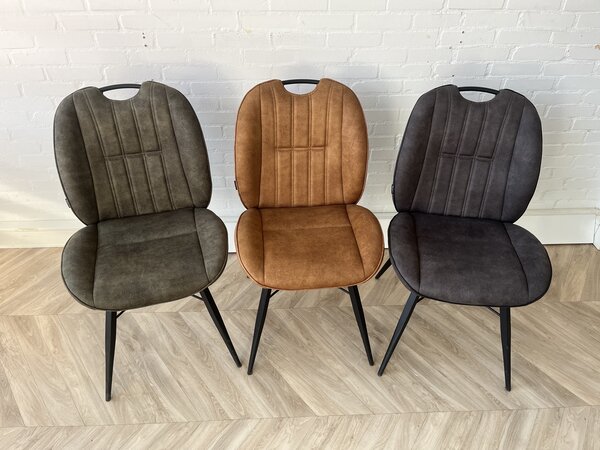 Stoel Shelton - microvezelstof 3 kleuren: cognac, groen en antraciet Stoel Shelton - microvezelstof 3 kleuren: cognac, groen en antraciet