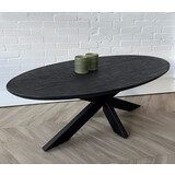 Salontafel ovaal mangohout zwart Sandblasted Salontafel ovaal mangohout zwart Sandblasted