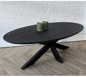 Salontafel ovaal mangohout zwart Sandblasted Salontafel ovaal mangohout zwart Sandblasted