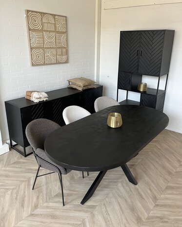 Eettafel Deens ovaal zwart 160 t/m 220cm
