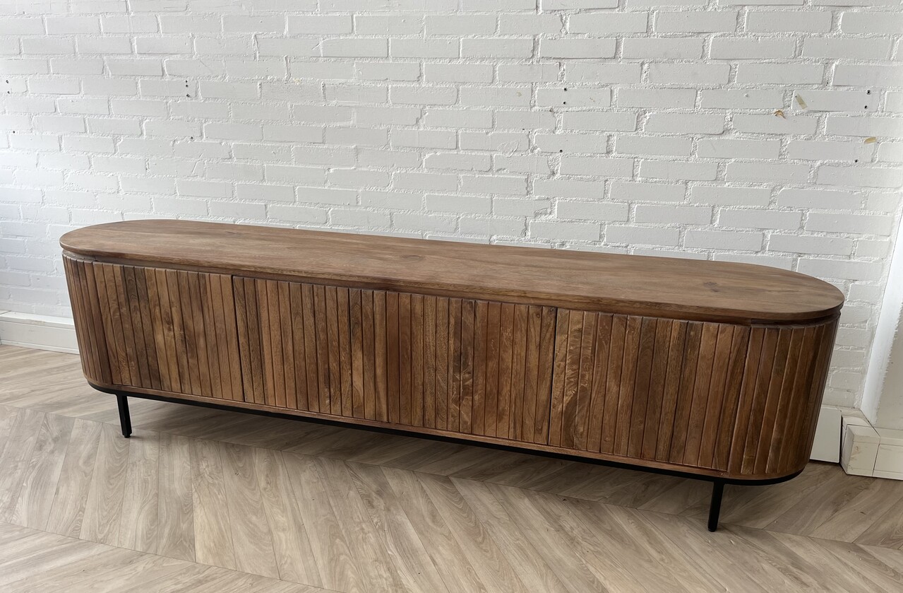 TV Meubel Pedrera 210 cm mangohout ribbel retro TV Meubel Pedrera 210 cm mangohout ribbel retro