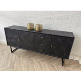Dressoir Preto 3 lades / 3 deuren mangohout zwart
