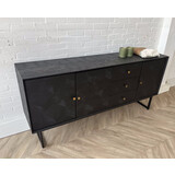 Dressoir Preto 3 lades / 3 deuren mangohout zwart