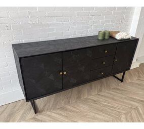 Dressoir Preto 3 lades / 3 deuren mangohout zwart Dressoir Preto 3 lades / 3 deuren mangohout zwart