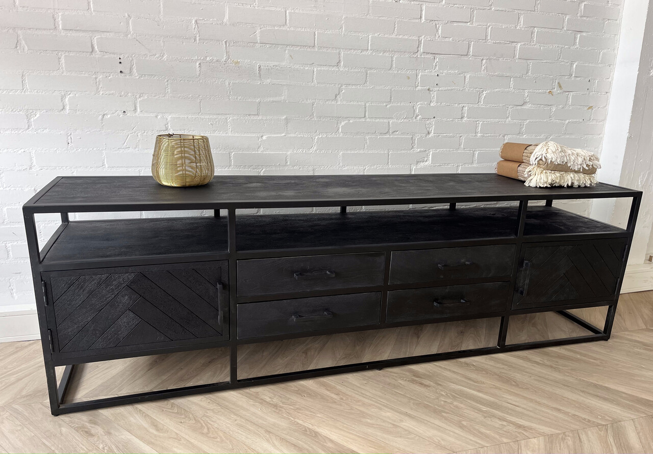 TV meubel Zarra zwart visgraat 200 TV meubel Zarra zwart visgraat 200