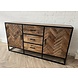 Dressoir mangohout visgraat frame zwart metaal Dressoir mangohout visgraat frame zwart metaal