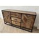 Dressoir mangohout visgraat frame zwart metaal Dressoir mangohout visgraat frame zwart metaal