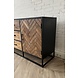 Dressoir mangohout visgraat frame zwart metaal Dressoir mangohout visgraat frame zwart metaal