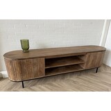 BLACK FRIDAY - TV Meubel Pedrera mangohout ribbel 210 cm - open vak