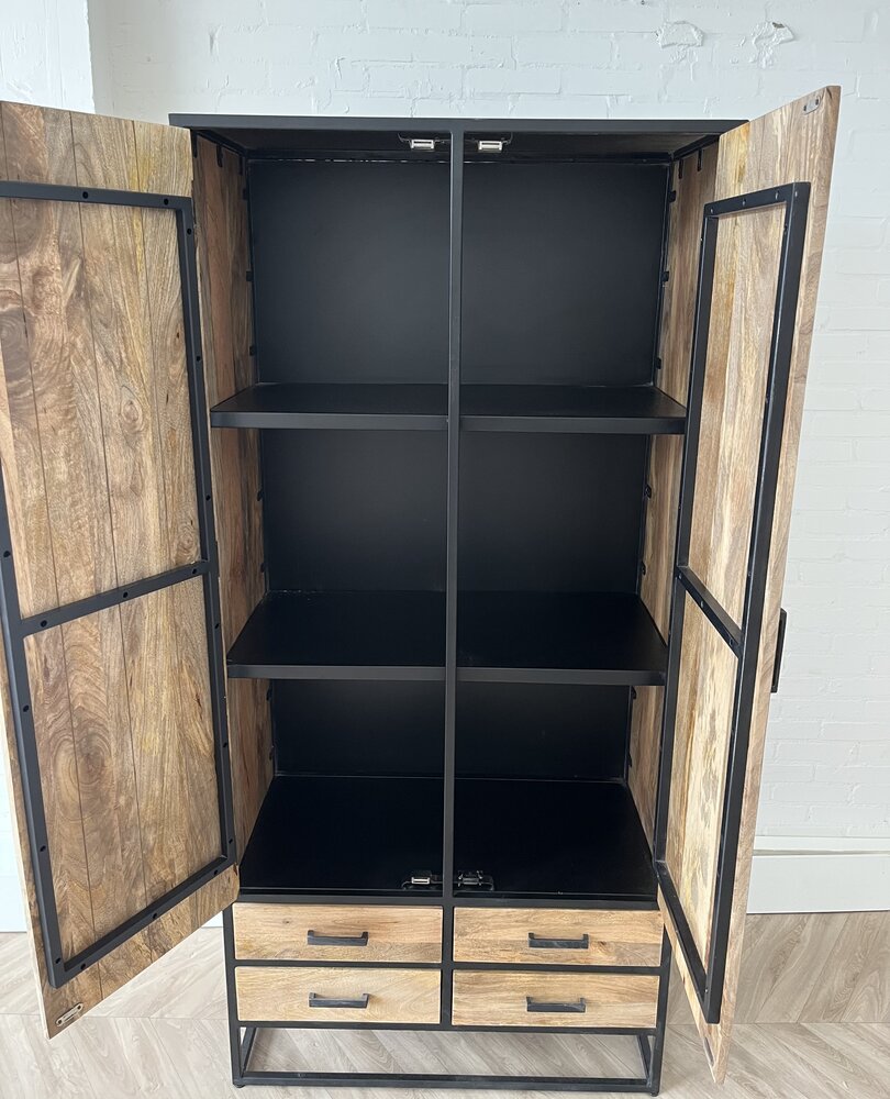 Kast Dallas mangohout Naturel metaal zwart Kast Dallas mangohout Naturel metaal zwart