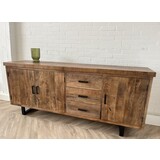 Dressoir Madrid 200 cm mangohout metaal zwart