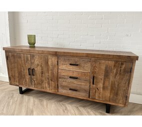 Dressoir Madrid 200 cm mangohout metaal zwart