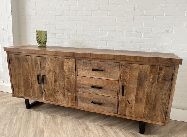 Dressoir Madrid 200 cm mangohout metaal zwart