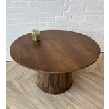 Salontafel rond mangohout moreno - houten poot - Leverbaar begin mei