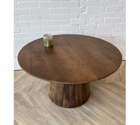 Salontafel rond mangohout moreno - houten poot Salontafel rond mangohout moreno - houten poot