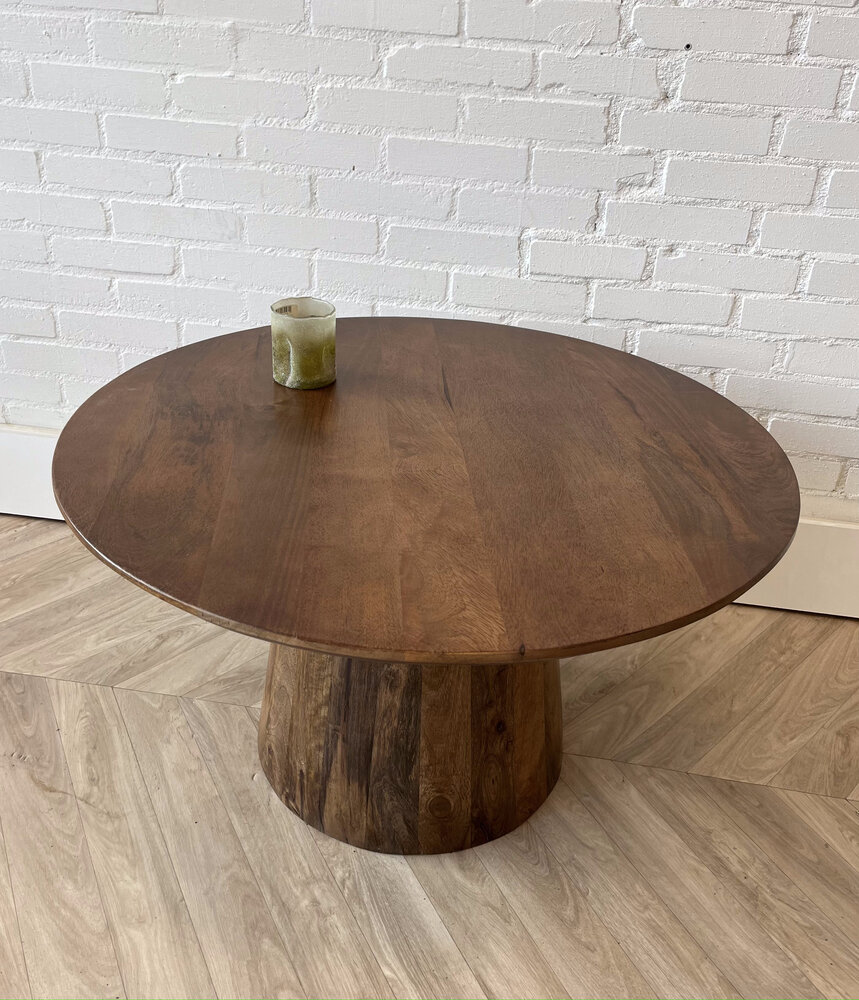 Salontafel rond mangohout moreno - houten poot - Leverbaar begin mei