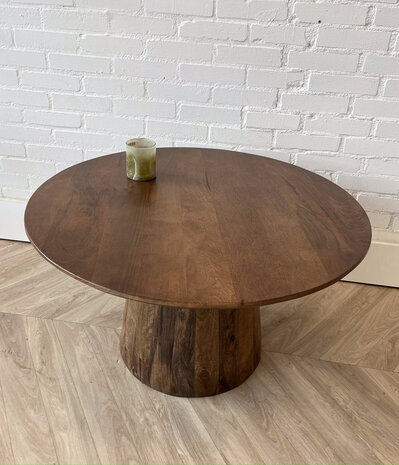 Salontafel rond mangohout moreno - houten poot - Leverbaar begin mei