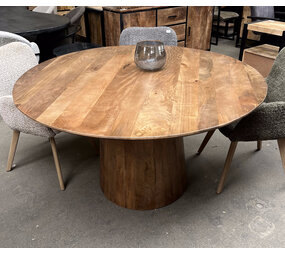 Eettafel rond mango moreno - houten poot Eettafel rond mango moreno - houten poot