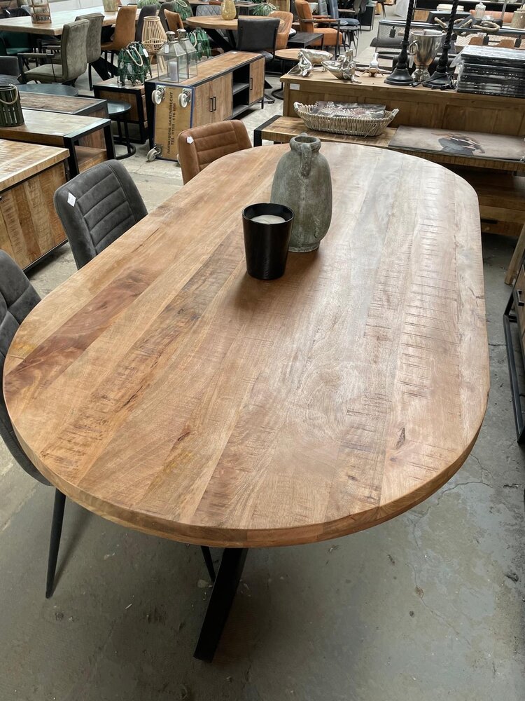 Eettafel deens ovaal mangohout moreno 160 t/m 220 cm
