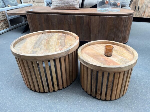 Salontafel Cadiz - 2 kleuren - ronde houten poot Salontafel Cadiz - 2 kleuren - ronde houten poot