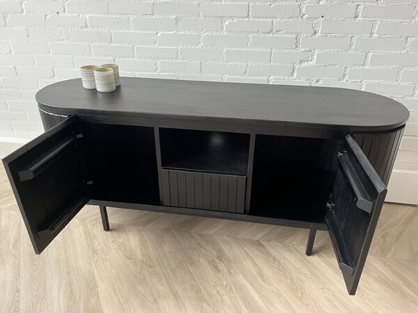 TV meubel Pedrera 140 zwart manghout ribbel