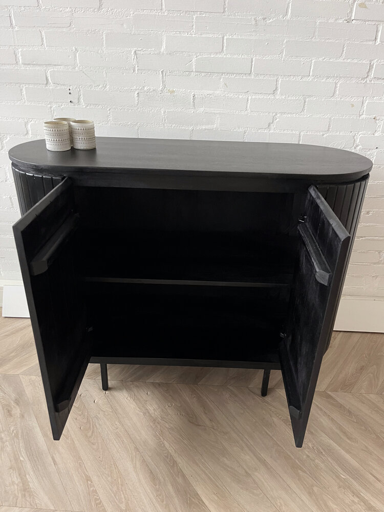Dressoir Pedrera zwart 115 cm mangohout ribbel