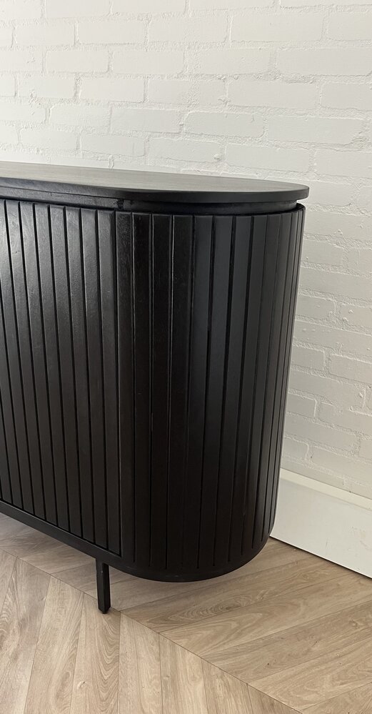 Dressoir Pedrera x zwart 115 cm mangohout ribbel Dressoir Pedrera x zwart 115 cm mangohout ribbel