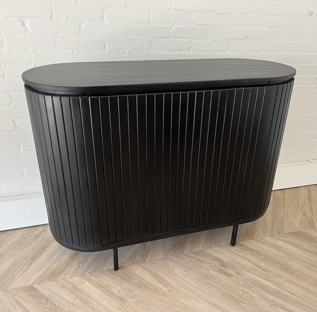 Dressoir Pedrera zwart 115 cm mangohout ribbel