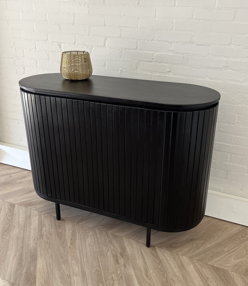 Dressoir Pedrera zwart 115 cm mangohout ribbel