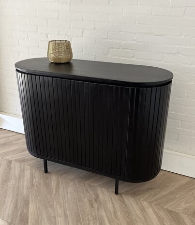 Dressoir Pedrera zwart 115 cm mangohout ribbel