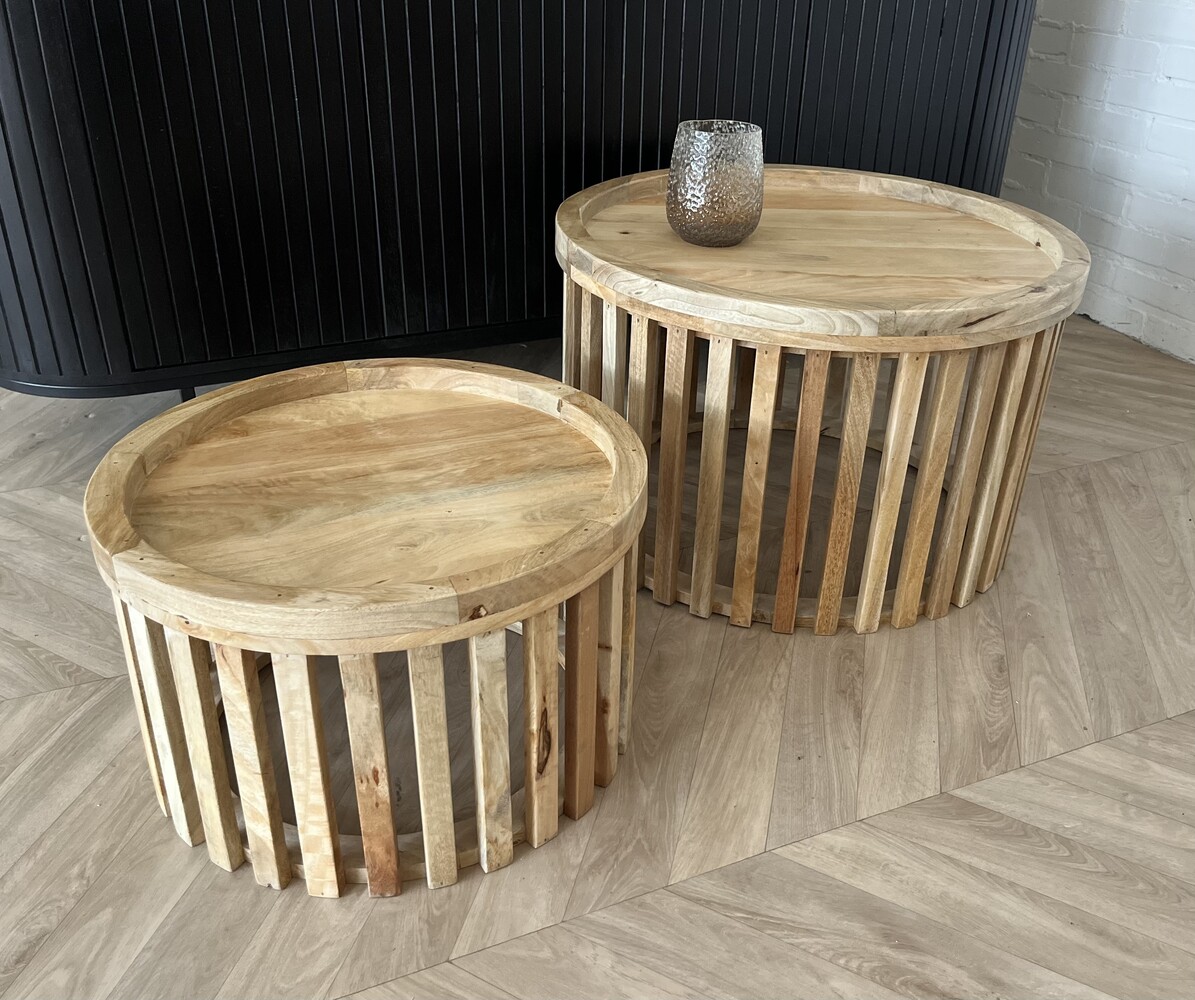 Salontafel Cadiz - 2 kleuren - ronde houten poot Salontafel Cadiz - 2 kleuren - ronde houten poot