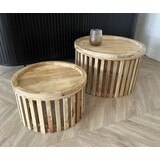 Salontafel Cadiz - 2 kleuren - ronde houten poot Salontafel Cadiz - 2 kleuren - ronde houten poot